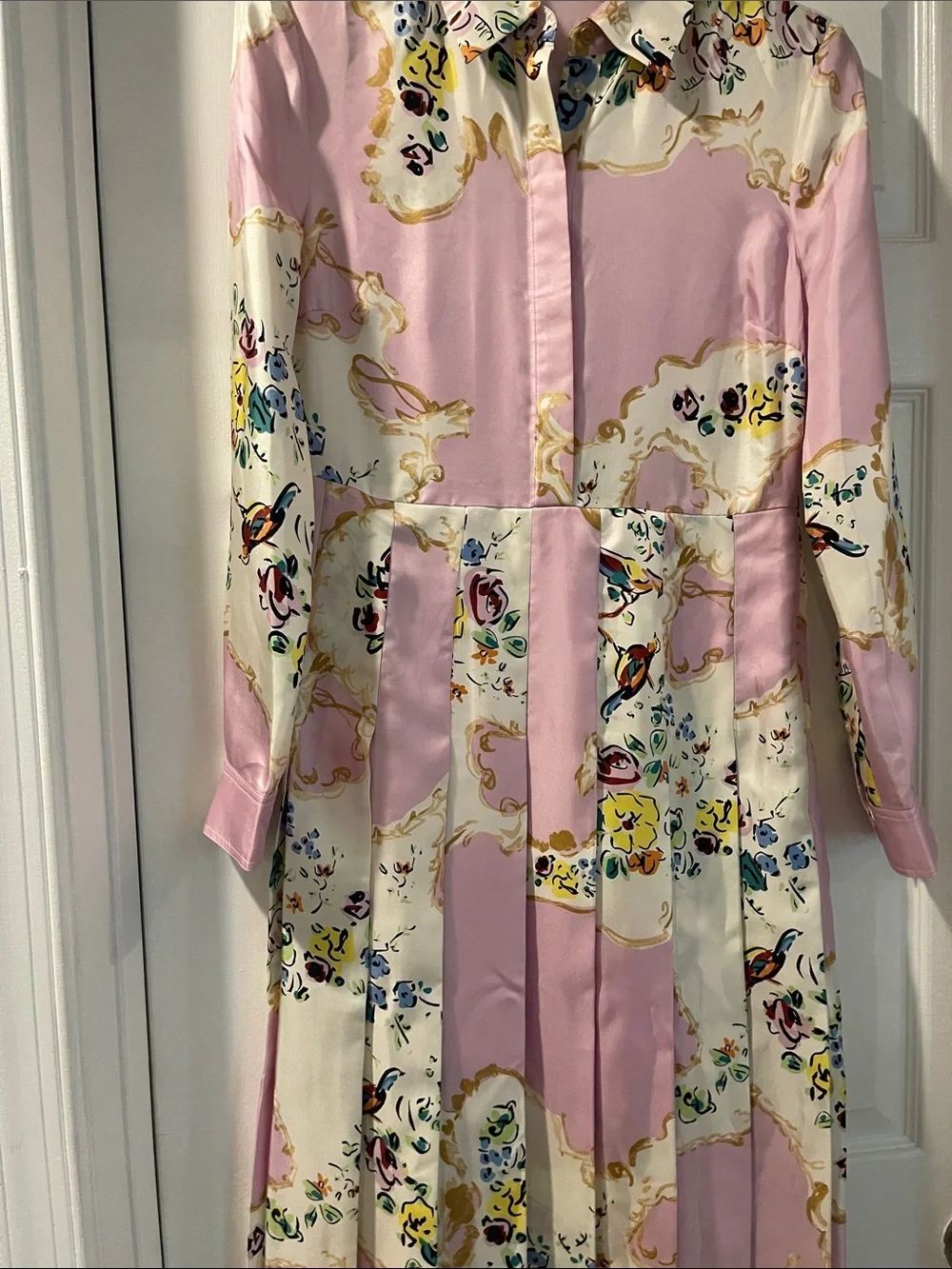 Tory Burch Silk Midi Dress In Pink Porcelain Floral - Picture 4 of 6